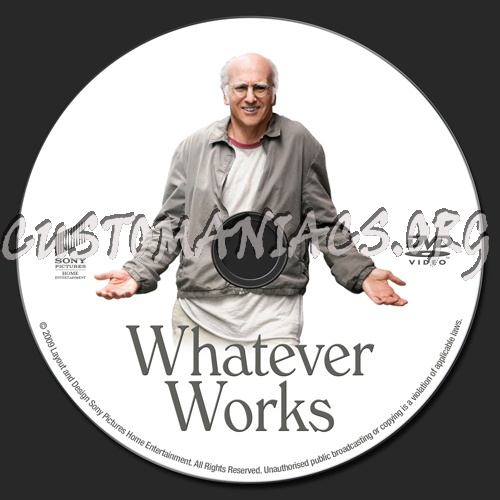 We have 1 covers (front cover) for Whatever Works DUTCH R2 on DVD. Custom label for the new Woody Allen movie Whatever Works.