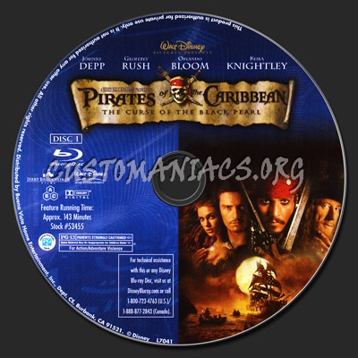 Pirates of The Caribbean Curse of the Black Pearl blu-ray label