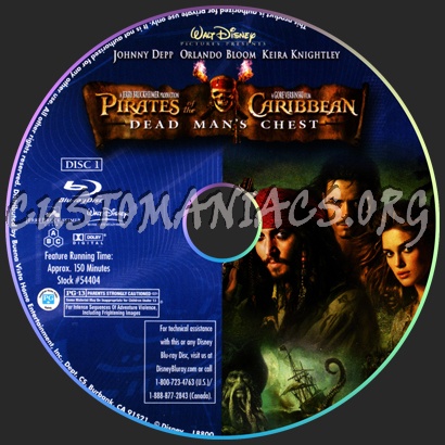 Pirates of the Caribbean Dead Man's Chest blu-ray label