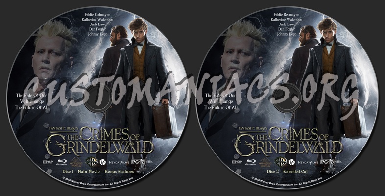 Fantastic Beasts: The Crimes Of Grindelwald 2D & 3D or 2 disc blu-ray label