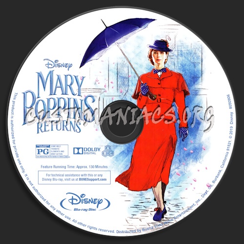 Mary Poppins Returns blu-ray label