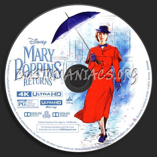 Mary Poppins Returns blu-ray label