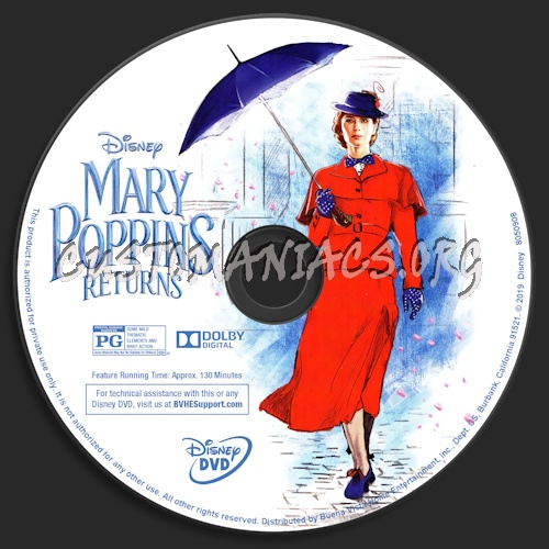 Mary Poppins Returns dvd label