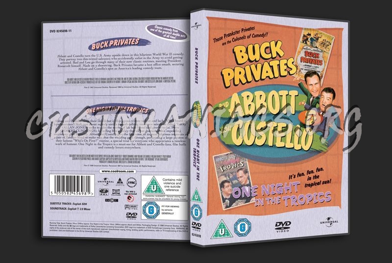 Abbott & Costello Buck Privates & One Night in the Tropics dvd cover