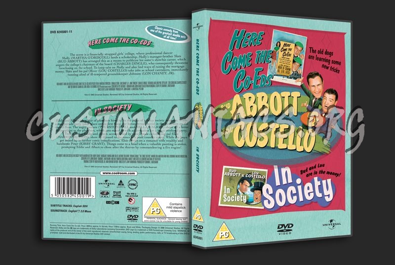Abbott & Costello Here Come the Co-Eds & In Society dvd cover