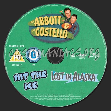 Abbott & Costello Hit the Ice & Lost in Alaska dvd label