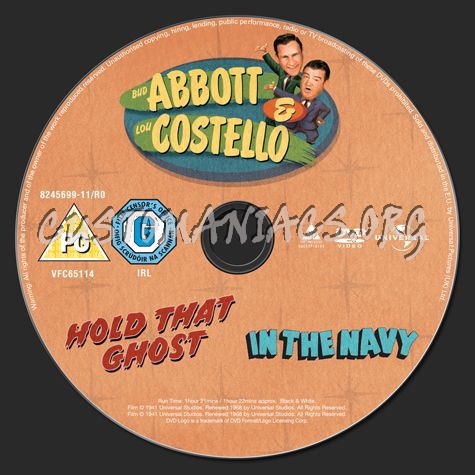 Abbott & Costello Hold That Ghost & In the Navy dvd label