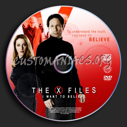 X Files I Want To Believe dvd label