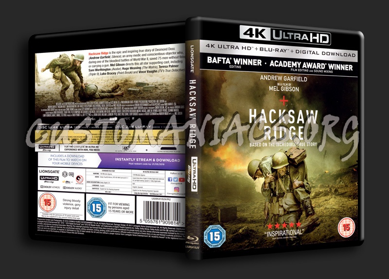 Hacksaw Ridge 4K blu-ray cover