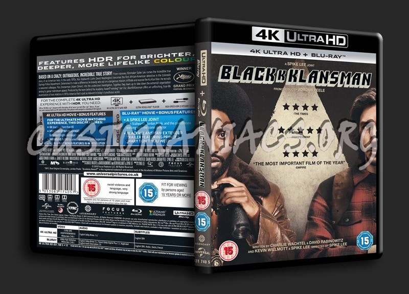 BlacKkKlansman 4K blu-ray cover