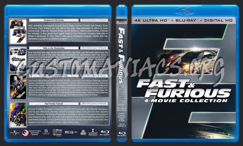 Fast & Furious 4-Movie Collection (4K) blu-ray cover