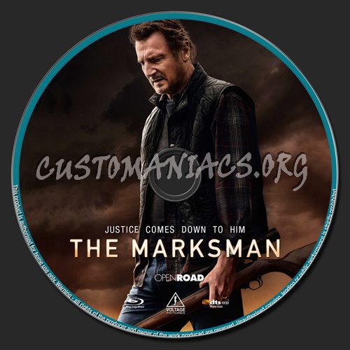 The Marksman (2021) blu-ray label