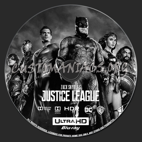 Zack Snyder's Justice League 4K blu-ray label