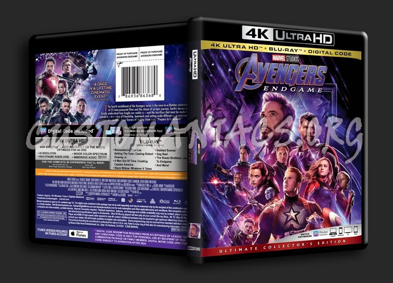 Avengers Endgame 4K blu-ray cover