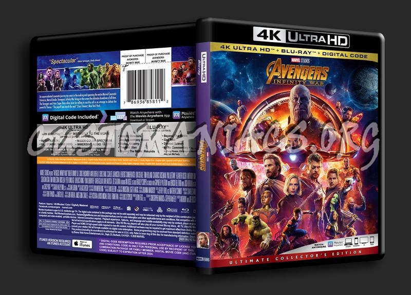 Avengers Infinity War 4K blu-ray cover