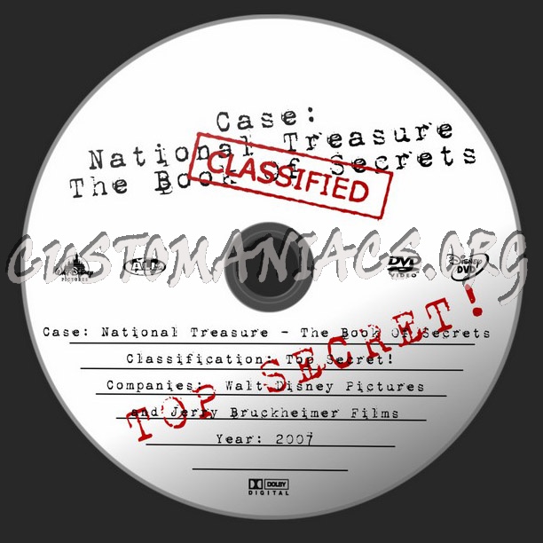 National Treasure - The Book Of Secrets dvd label