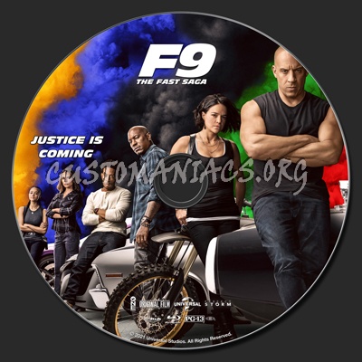 F9 The Fast Saga (aka Fast & Furious 9) blu-ray label