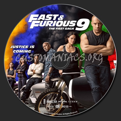 F9 The Fast Saga (aka Fast & Furious 9) dvd label