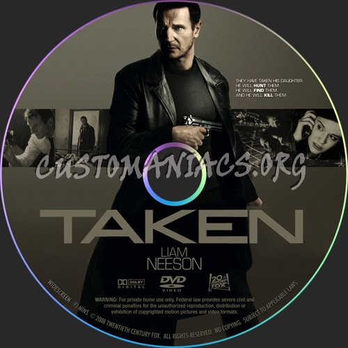 Taken dvd label