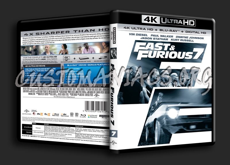 Fast & Furious 7 4K blu-ray cover