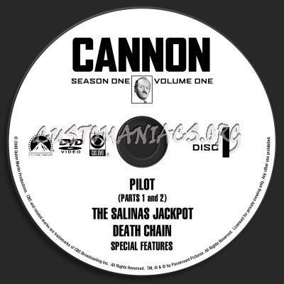 Cannon Season 1 Volume One dvd label