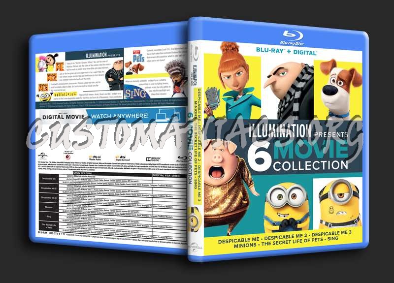 Illumination 6-Movie Collection (Despicable Me, Minions, Secret Life of Pets, Sing) blu-ray cover