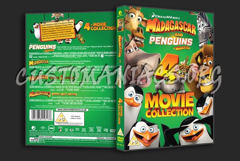 Madagascar and Penguins of Madagascar 4-movie collection dvd cover