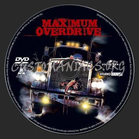 Maximum Overdrive dvd label