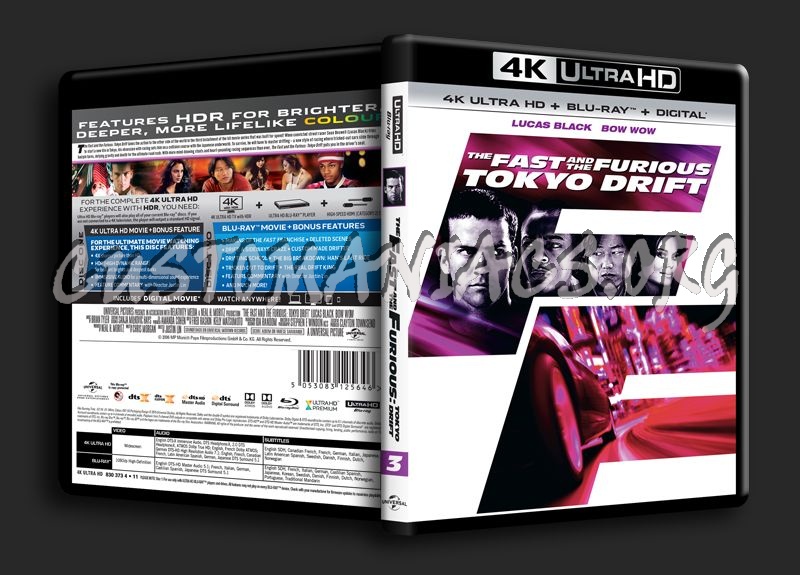 The Fast and the Furious Tokyo Drift 4K blu-ray cover