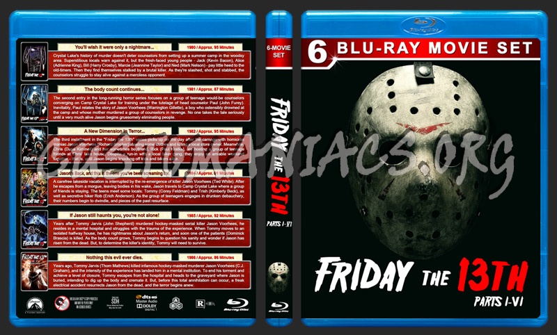 Friday the 13th - Parts 1-6 blu-ray cover