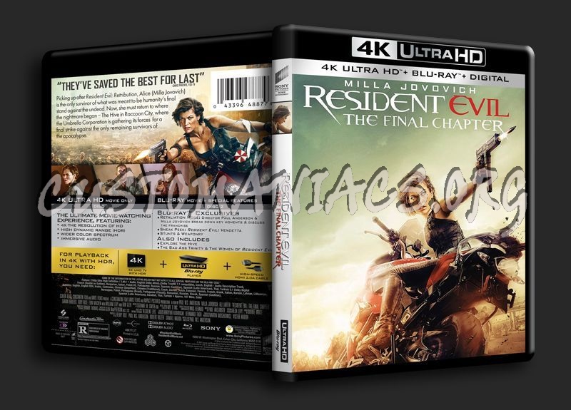 Resident Evil the Final Chapter 4K blu-ray cover