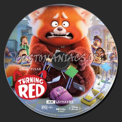 Turning Red 4k blu-ray label