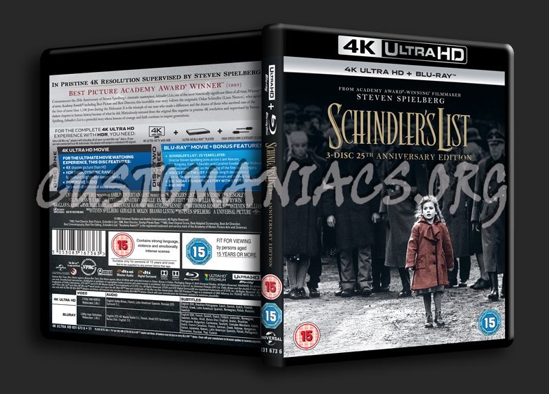 Schindler's List 4K blu-ray cover