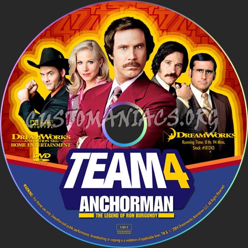 Anchorman The Legend Of Ron Burgundy dvd label