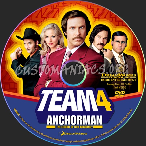 Anchorman The Legend Of Ron Burgundy dvd label