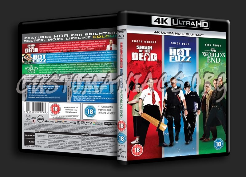 Shaun of the Dead Hot Fuzz & The World's End blu-ray cover