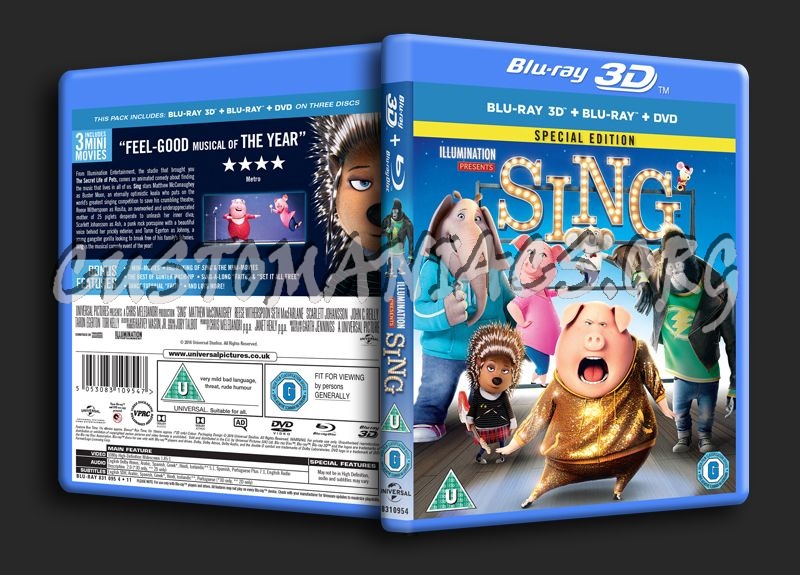Sing 3D blu-ray cover