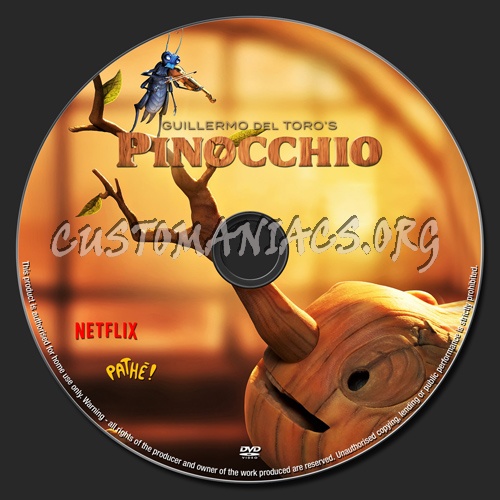 Guillermo Del Toro's Pinoochio dvd label