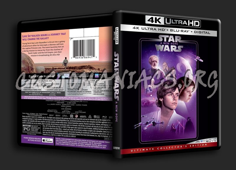 Star Wars A New Hope 4K blu-ray cover