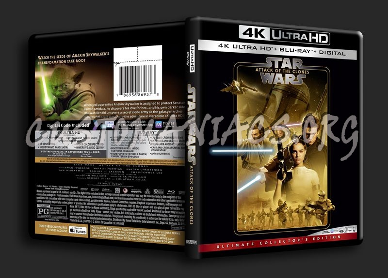 Star Wars Attack of the Clones 4K blu-ray cover