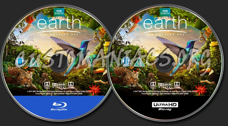 BBC Earth - One Amazing Day 2017 Bluray and UHD blu-ray label