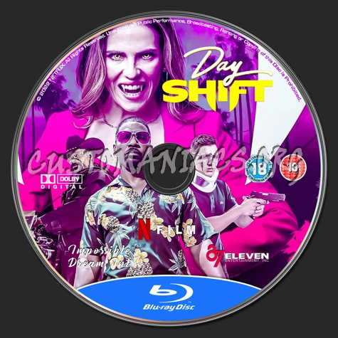 Day Shift 2022 Bluray Label blu-ray label