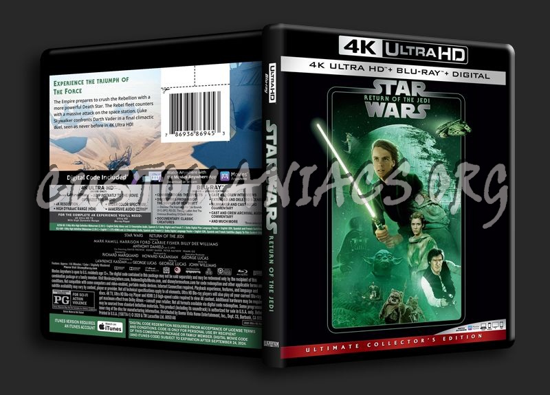 Star Wars Return of the Jedi 4K blu-ray cover - DVD Covers
