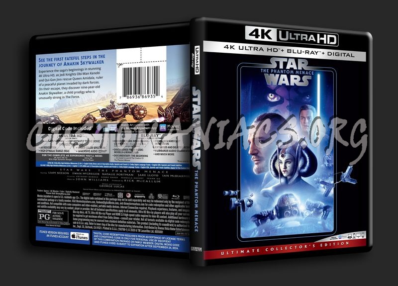 Star Wars The Phantom Menace 4K blu-ray cover
