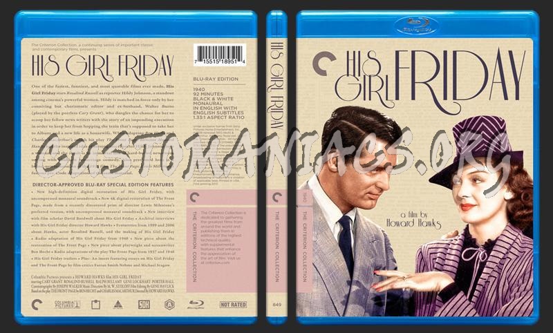 849 - His Girl Friday blu-ray cover