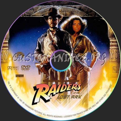 Indiana Jones and the Raiders of the Lost Ark dvd label