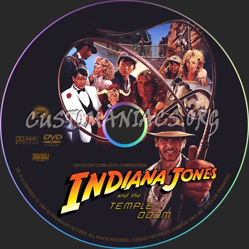 Indiana Jones and the Temple of Doom dvd label