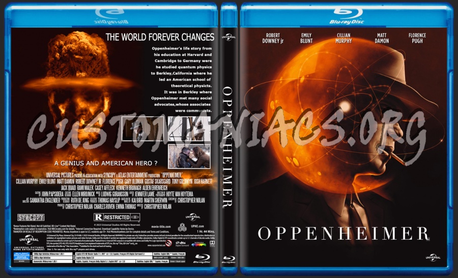 Oppenheimer blu-ray cover - DVD Covers & Labels by Customaniacs