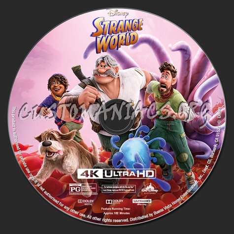 Strange World 4K blu-ray label