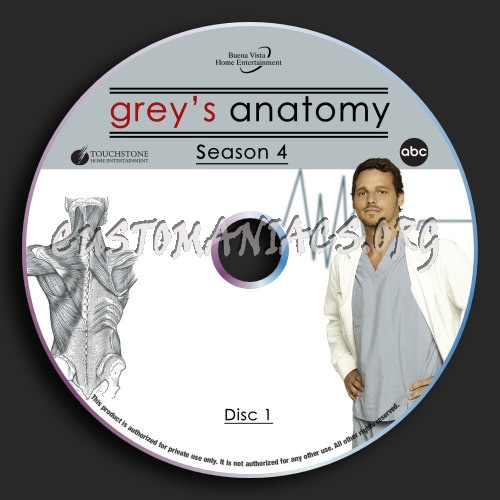 Grey's Anatomy Season 4 dvd label